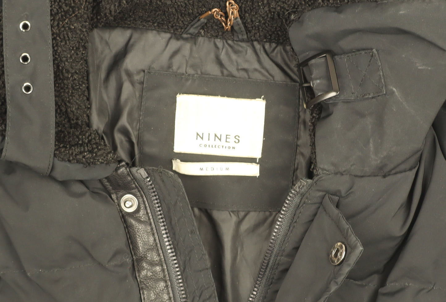 NINES Collection Women's Black Puffer Jacket Size M Winter Lined Coat