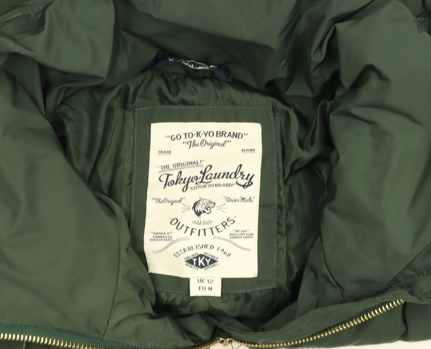 Tokyo Laundry Women’s Green Quilted Puffer Jacket UK 12