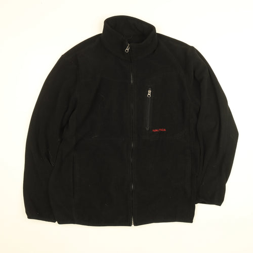 Nautica Men's Black Fleece Zip-Up Jacket Size L Regular Fit
