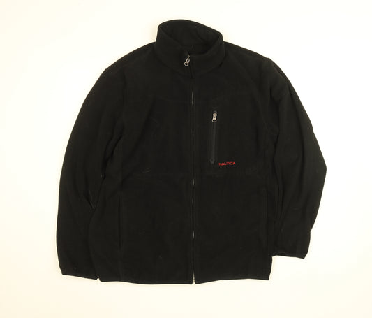 Nautica Men's Black Fleece Zip-Up Jacket Size L Regular Fit