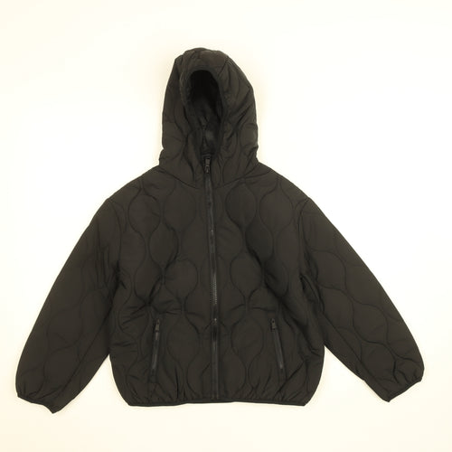 Marks and Spencer Girls Black Hooded Quilted Puffer Jacket 8-9 Years