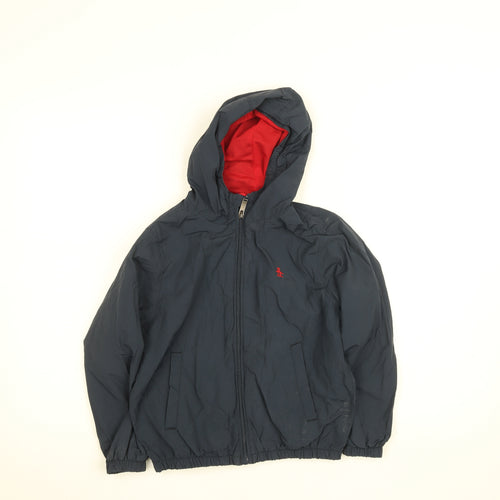Penguin Boys Blue Hooded Windbreaker Jacket 8-9 Years Cotton Nylon