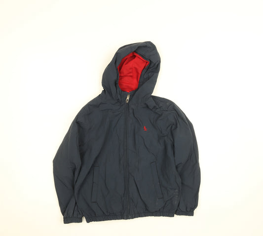 Penguin Boys Blue Hooded Windbreaker Jacket 8-9 Years Cotton Nylon
