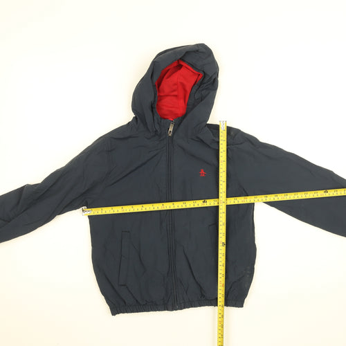 Penguin Boys Blue Hooded Windbreaker Jacket 8-9 Years Cotton Nylon