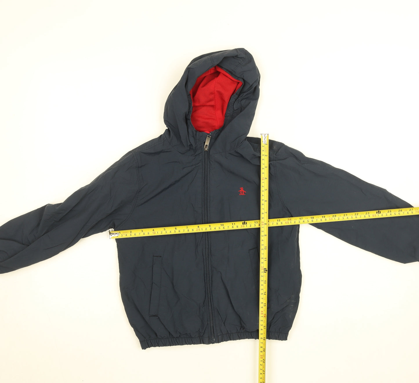 Penguin Boys Blue Hooded Windbreaker Jacket 8-9 Years Cotton Nylon