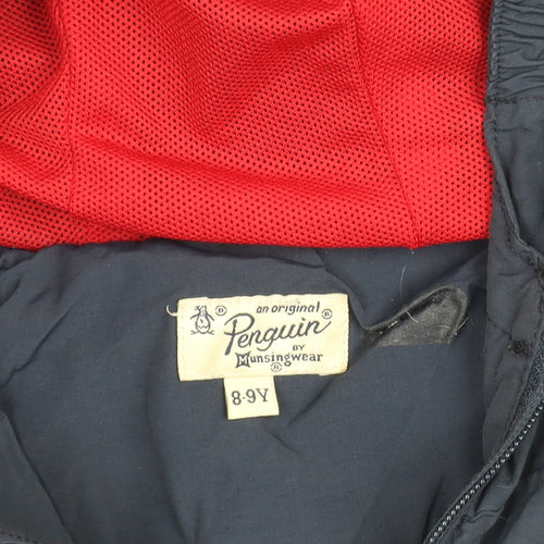 Penguin Boys Blue Hooded Windbreaker Jacket 8-9 Years Cotton Nylon