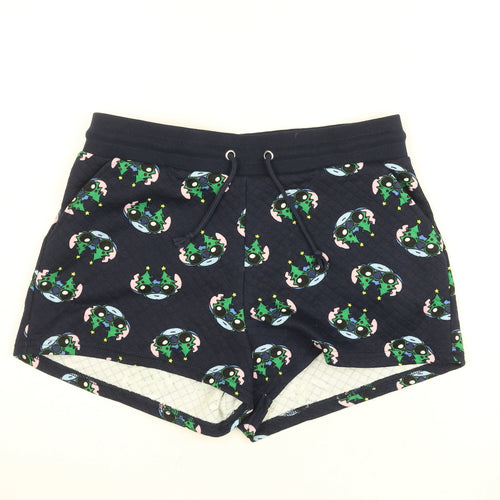 Primark Girls Navy Stitch Christmas Shorts Medium 12-13 Years Cartoon Print