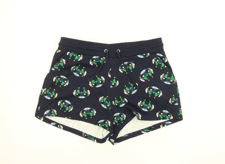 Primark Girls Navy Stitch Christmas Shorts Medium 12-13 Years Cartoon Print