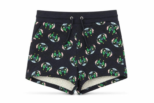 Primark Girls Navy Stitch Christmas Shorts Medium 12-13 Years Cartoon Print