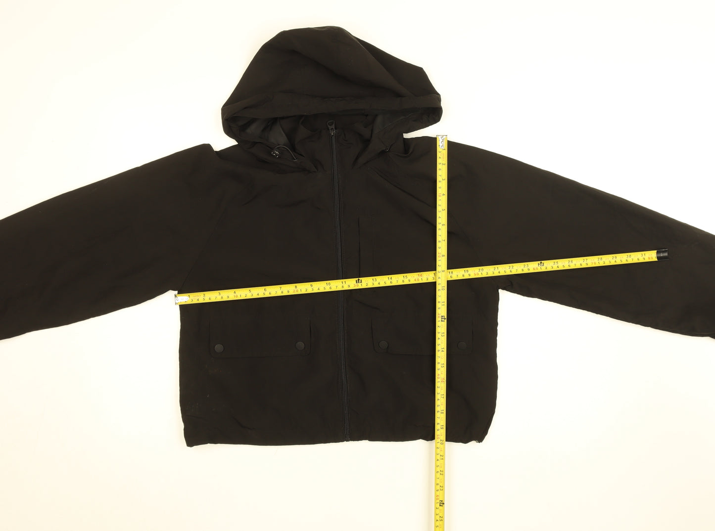 Pull&Bear Girls Black Cropped Hooded Puffer Jacket Size 8 Years