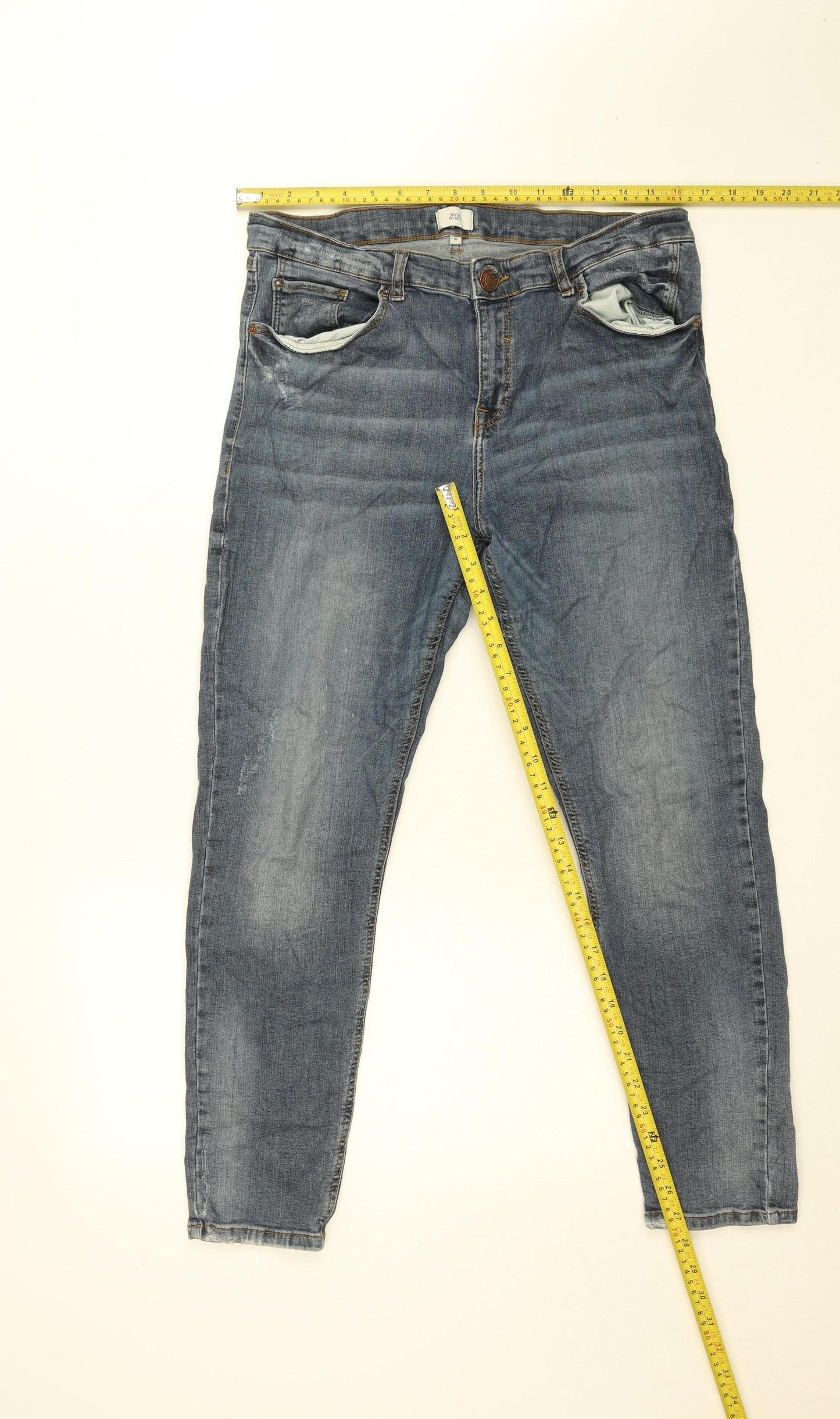 River Island Women Blue Mid Rise Boyfriend Jeans Size 16