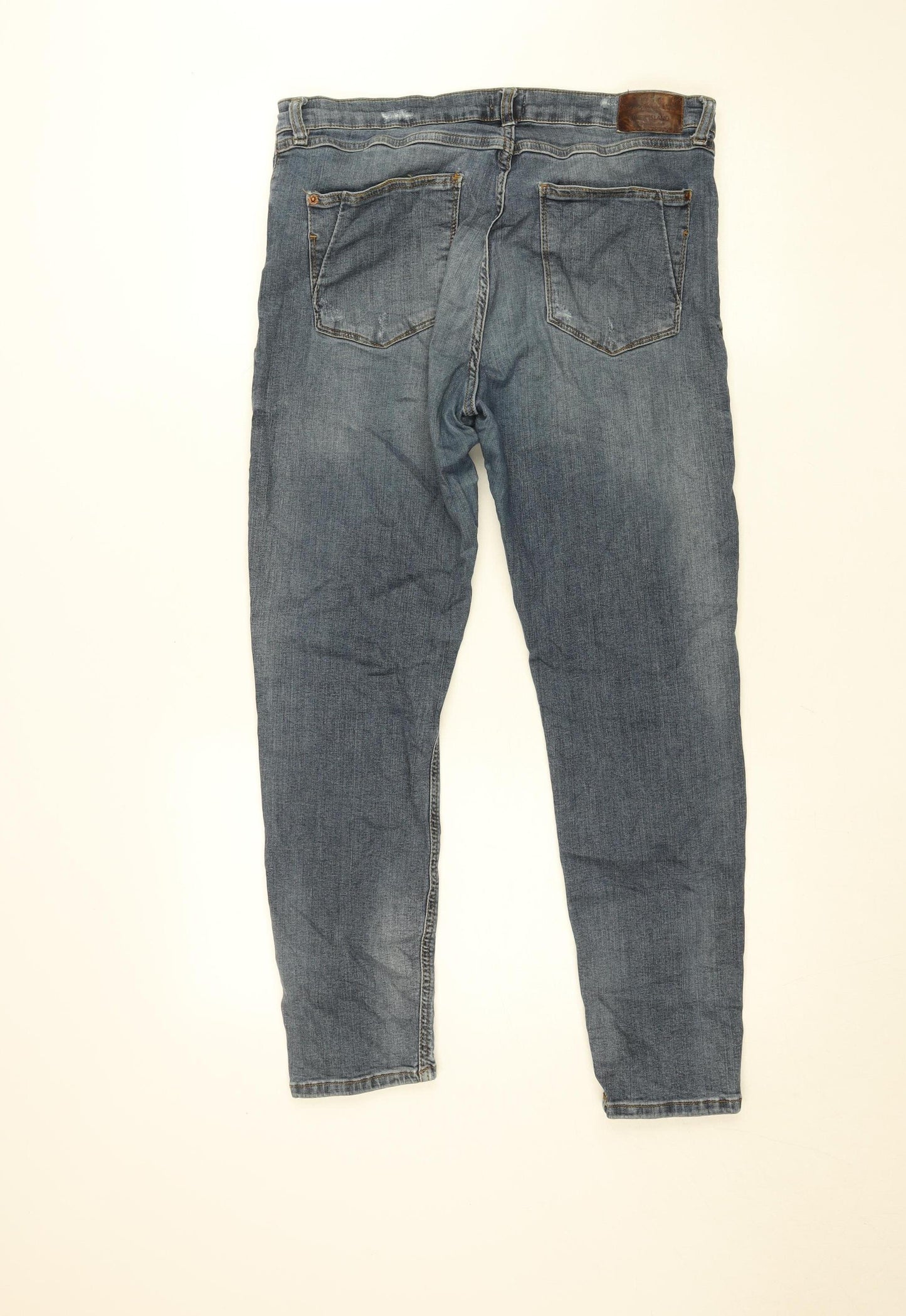 River Island Women Blue Mid Rise Boyfriend Jeans Size 16