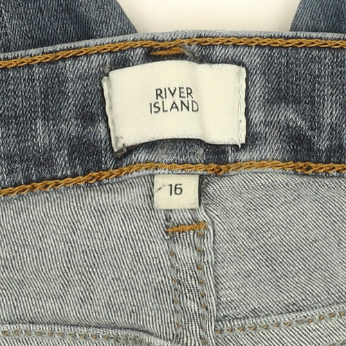 River Island Women Blue Mid Rise Boyfriend Jeans Size 16