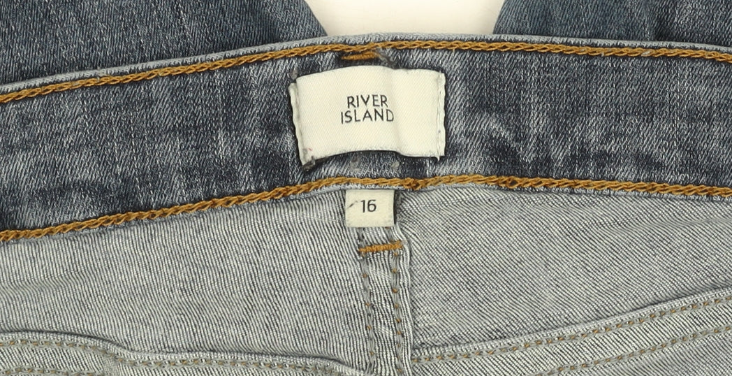 River Island Women Blue Mid Rise Boyfriend Jeans Size 16