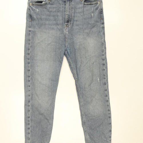 River Island Women's Blue Light Wash Distressed Ankle Slim Jeans Size 8