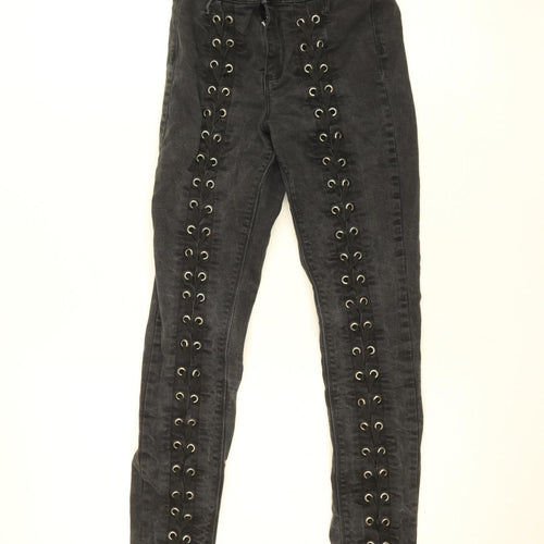 River Island Women’s Black Molly Lace-Up Skinny Jeans Size 8