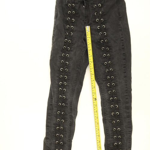 River Island Women’s Black Molly Lace-Up Skinny Jeans Size 8