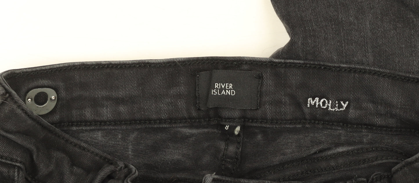 River Island Women’s Black Molly Lace-Up Skinny Jeans Size 8