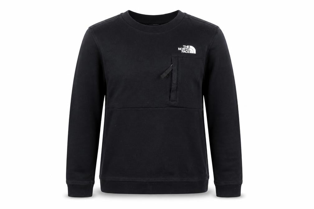Front view of The North Face Black Cotton Crew Neck Sweatshirt boys’ l
