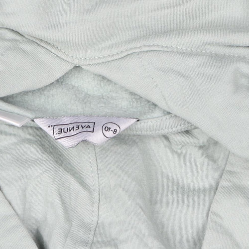Avenue Women Green Embroidered Floral Pullover Hoodie Size 8-10