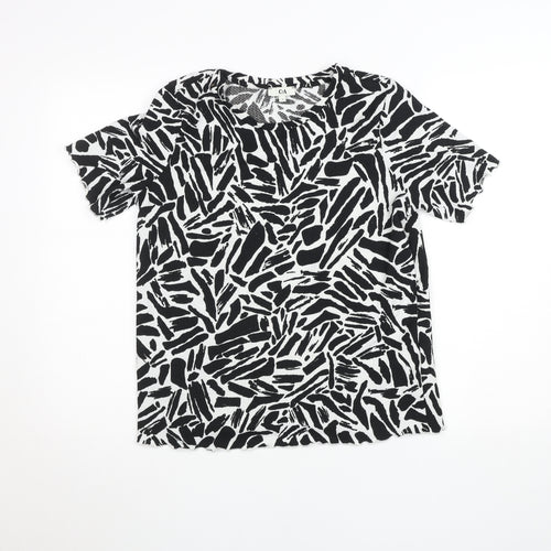 C&A Women's Black Animal Print Short Sleeve Jersey T-Shirt M