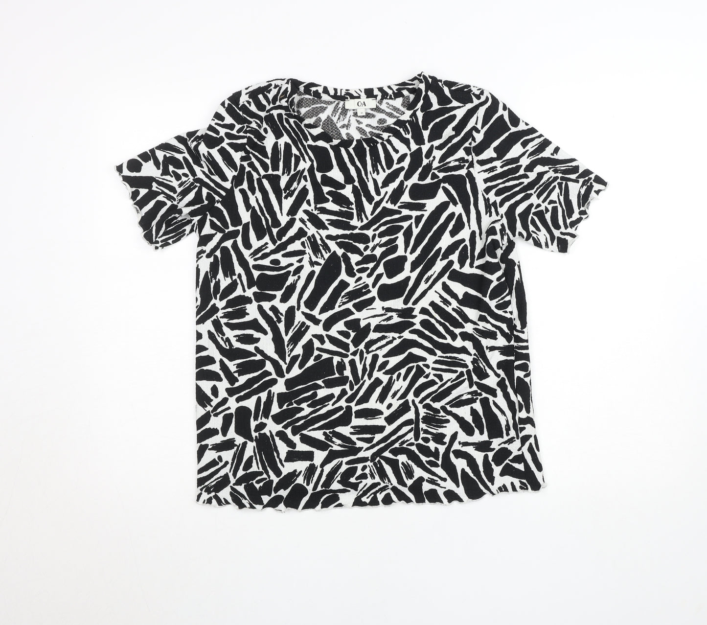 C&A Women's Black Animal Print Short Sleeve Jersey T-Shirt M