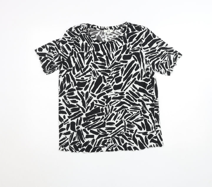 C&A Women's Black Animal Print Short Sleeve Jersey T-Shirt M