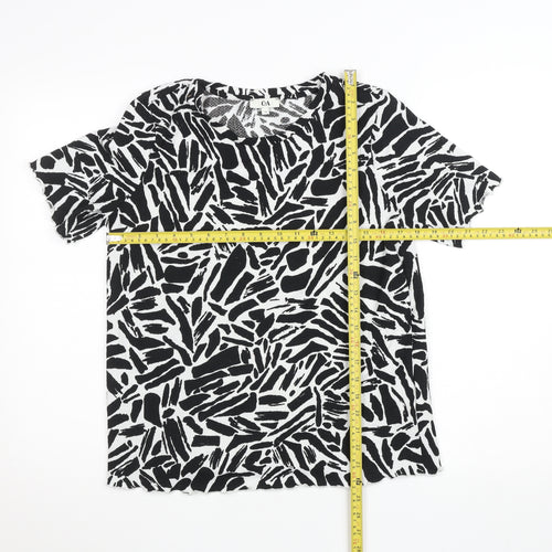 C&A Women's Black Animal Print Short Sleeve Jersey T-Shirt M