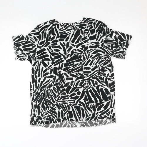 C&A Women's Black Animal Print Short Sleeve Jersey T-Shirt M
