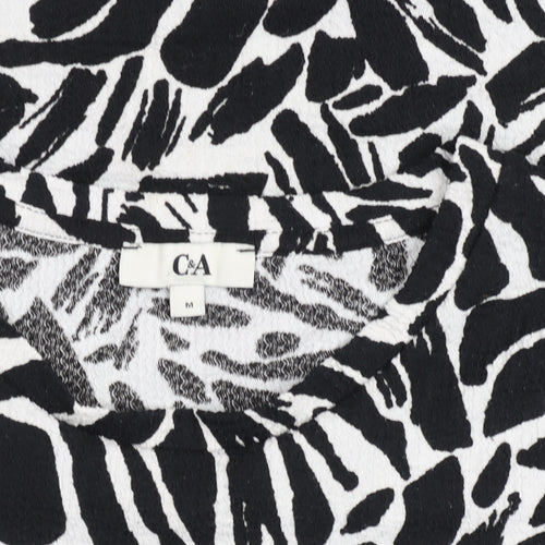 C&A Women's Black Animal Print Short Sleeve Jersey T-Shirt M