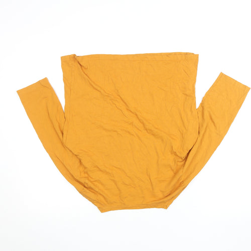 Paco Coastal Women’s Yellow Cotton Beaded V-Neck 3/4 Sleeve T-Shirt Size 12