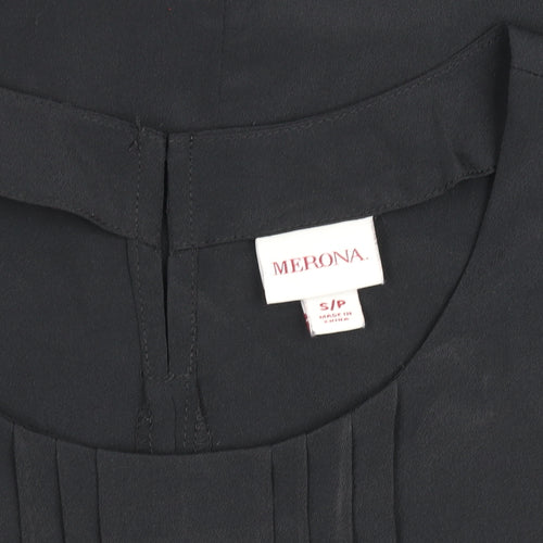 Merona Women Black Sleeveless Pleated Chiffon Blouse Size S