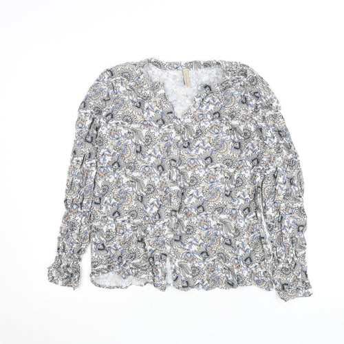 Soya Concept Womens Multicoloured Floral Ruffle V-Neck Blouse M