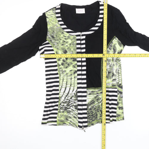 Libra Womens Multicoloured Tunic Blouse S Cotton Zip 3/4 Sleeve Top