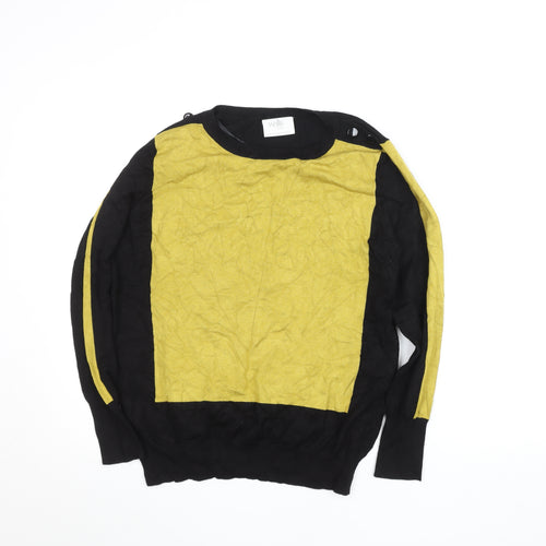Wallis Petites Black Yellow Colourblock Knit Top Size 16