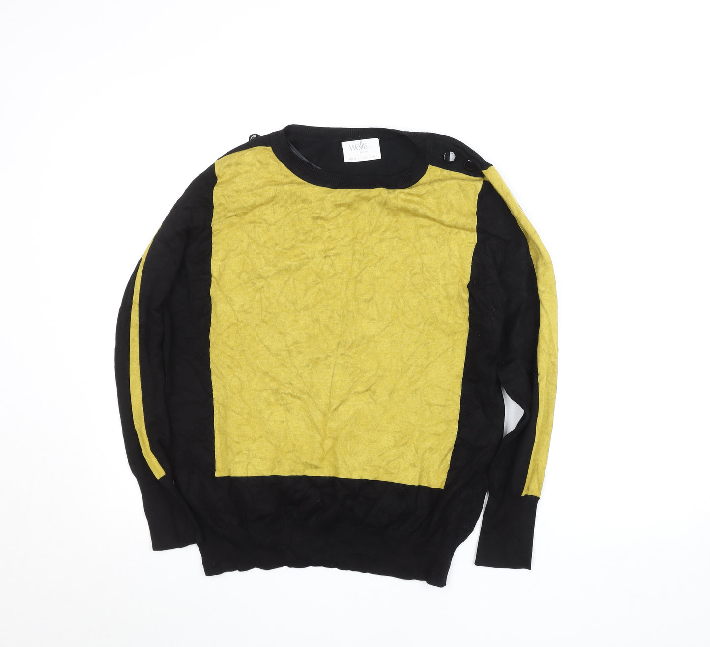 Wallis Petites Black Yellow Colourblock Knit Top Size 16