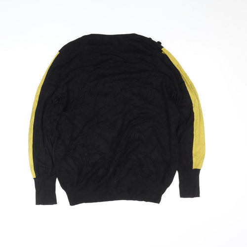 Wallis Petites Black Yellow Colourblock Knit Top Size 16