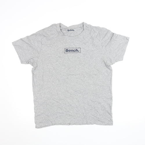 Bench Men's Grey Cotton Blend Logo T-Shirt Size L