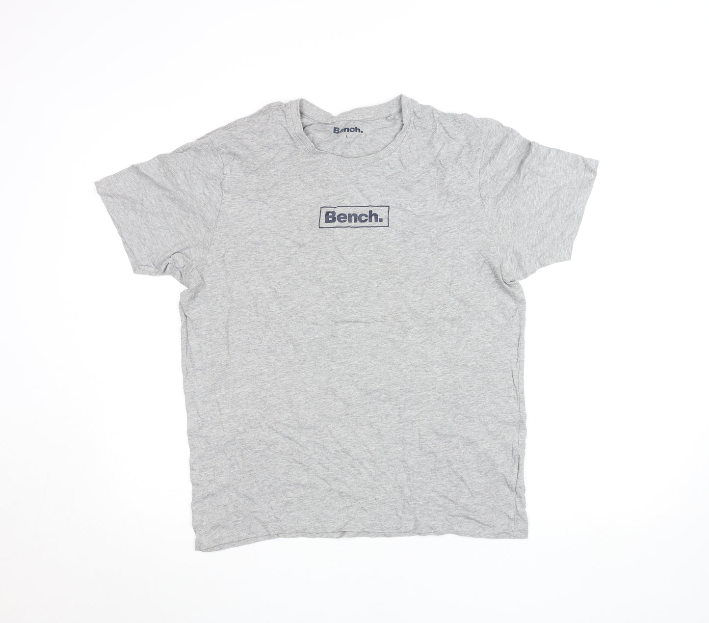Bench Men's Grey Cotton Blend Logo T-Shirt Size L