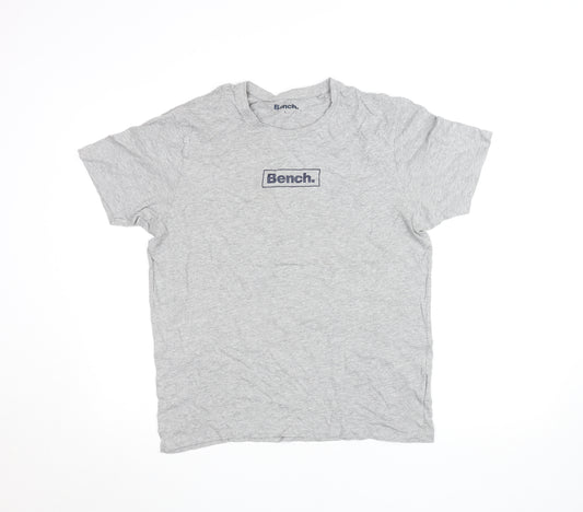 Bench Men's Grey Cotton Blend Logo T-Shirt Size L