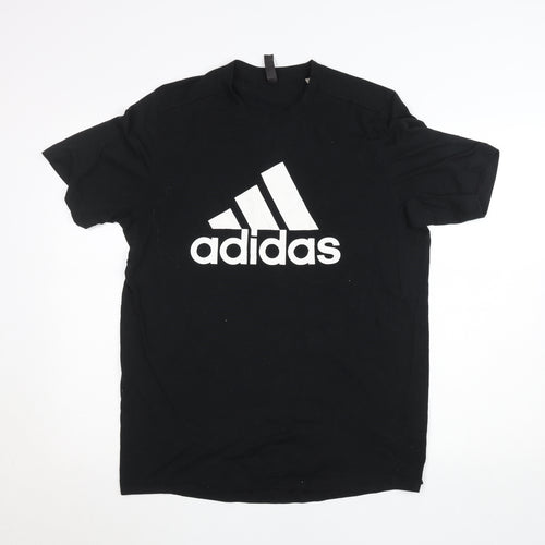 Adidas Men's Black Logo Sports T-Shirt L Regular Fit