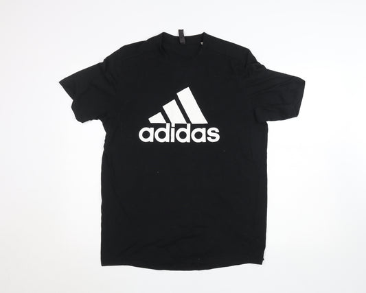 Adidas Men's Black Logo Sports T-Shirt L Regular Fit