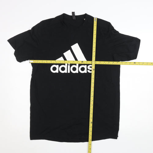 Adidas Men's Black Logo Sports T-Shirt L Regular Fit