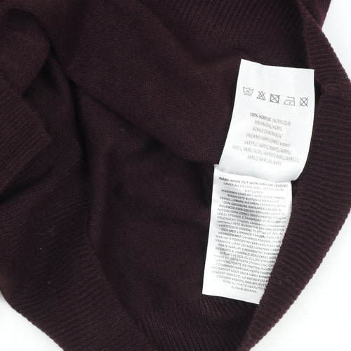 Brave Soul Men's Brown Crew Neck Acrylic Jumper Size S