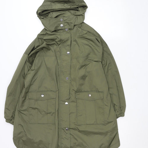 Next Girls Green Hooded Rain Coat 11 Years Mid-Length Water Resistant