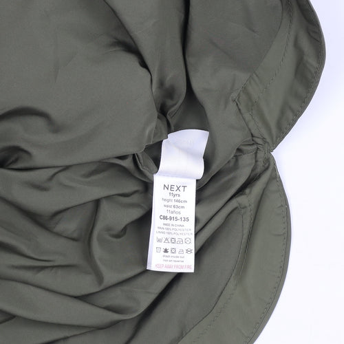 Next Girls Green Hooded Rain Coat 11 Years Mid-Length Water Resistant
