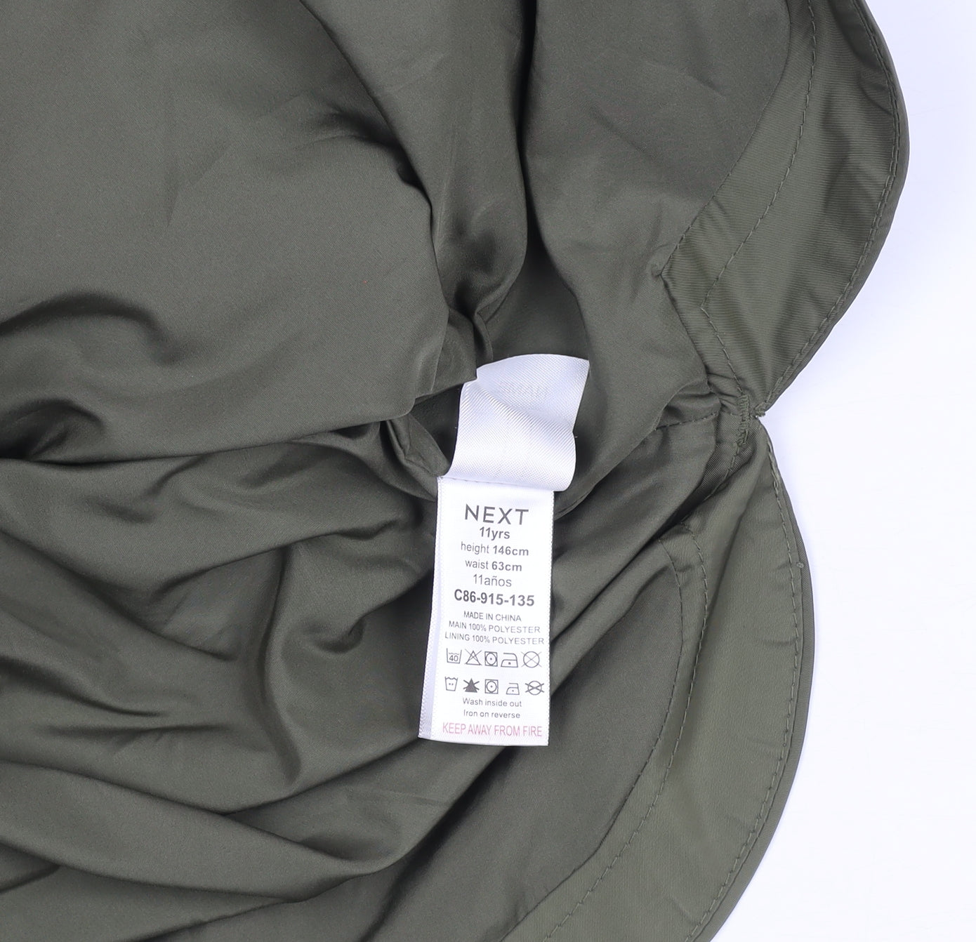 Next Girls Green Hooded Rain Coat 11 Years Mid-Length Water Resistant