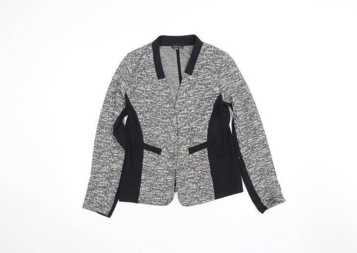 Warehouse Women’s Black Tweed Open Blazer Jacket Size 10