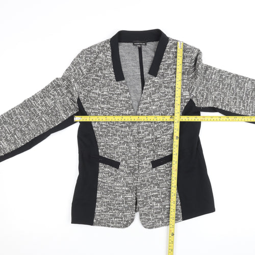 Warehouse Women’s Black Tweed Open Blazer Jacket Size 10