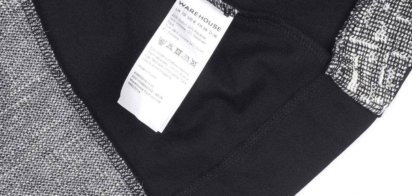 Warehouse Women’s Black Tweed Open Blazer Jacket Size 10